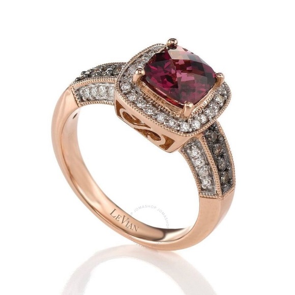 Levian Rose Gold Raspberry Rhodolite Garnet matching ring and necklace - Picture 2 of 2